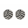 Silver volleyball rhinestone stud earrings with sparkling clear crystals, perfect for volleyball players and fans
