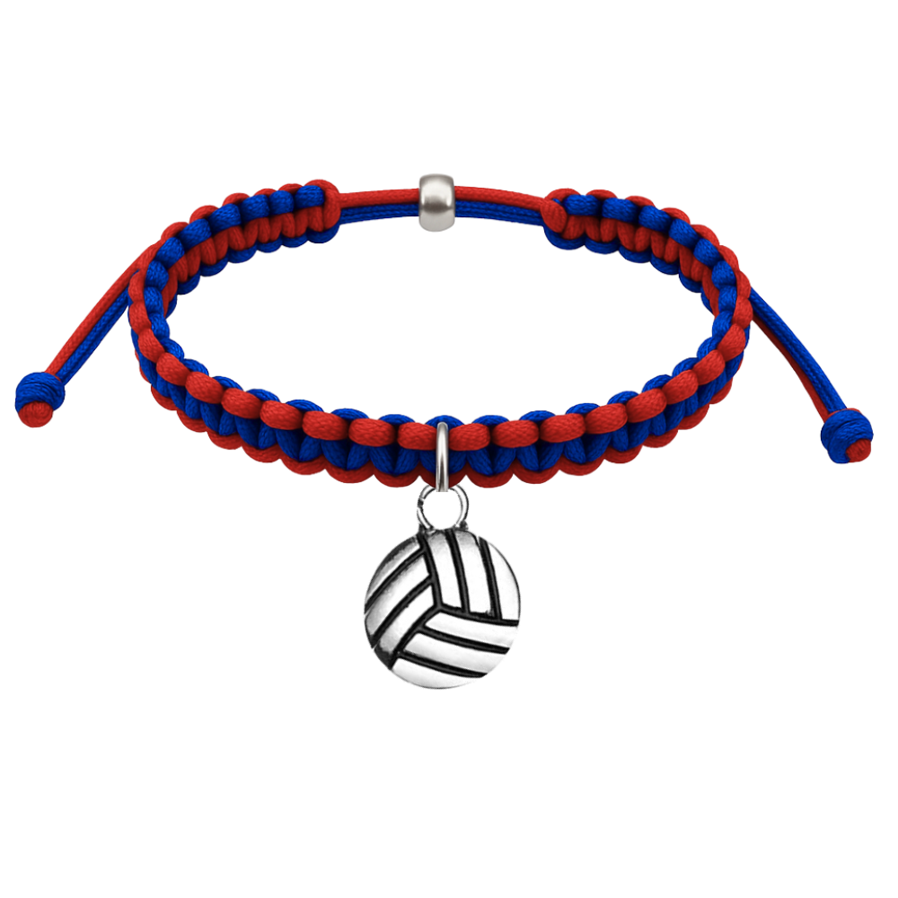 Volleyball Charm Multi Colored Rope Bracelet - Pick Colors