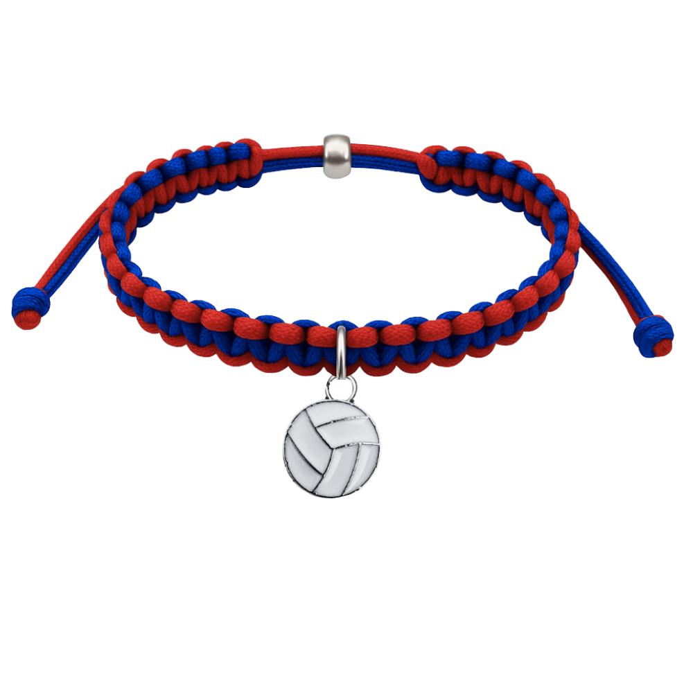 Volleyball Charm Multi Colored Rope Bracelet - Pick Colors