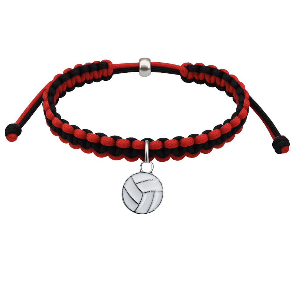 Volleyball Charm Multi Colored Rope Bracelet - Pick Colors