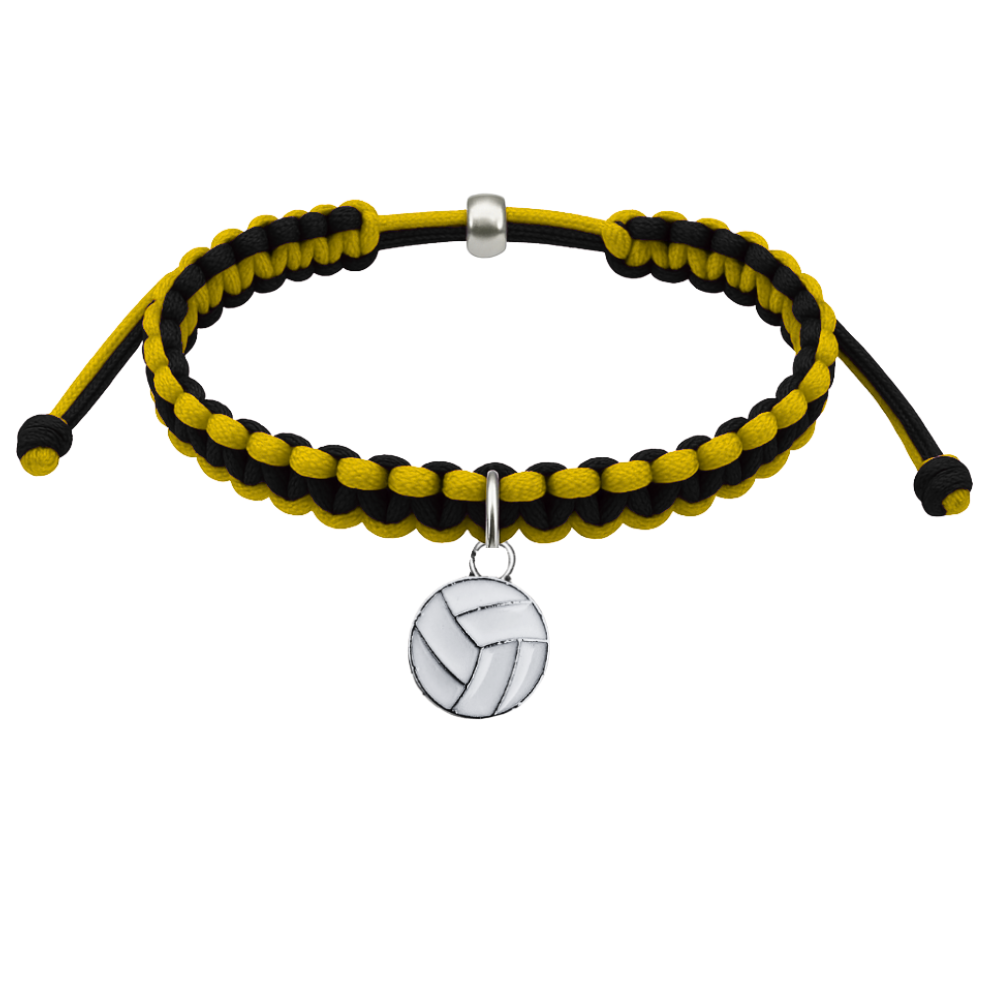 Volleyball Charm Multi Colored Rope Bracelet - Pick Colors