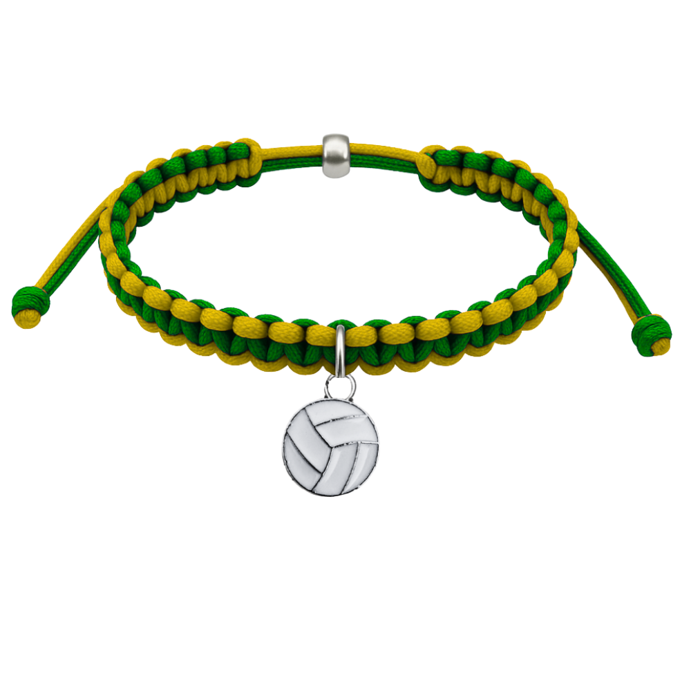 Volleyball Charm Multi Colored Rope Bracelet - Pick Colors