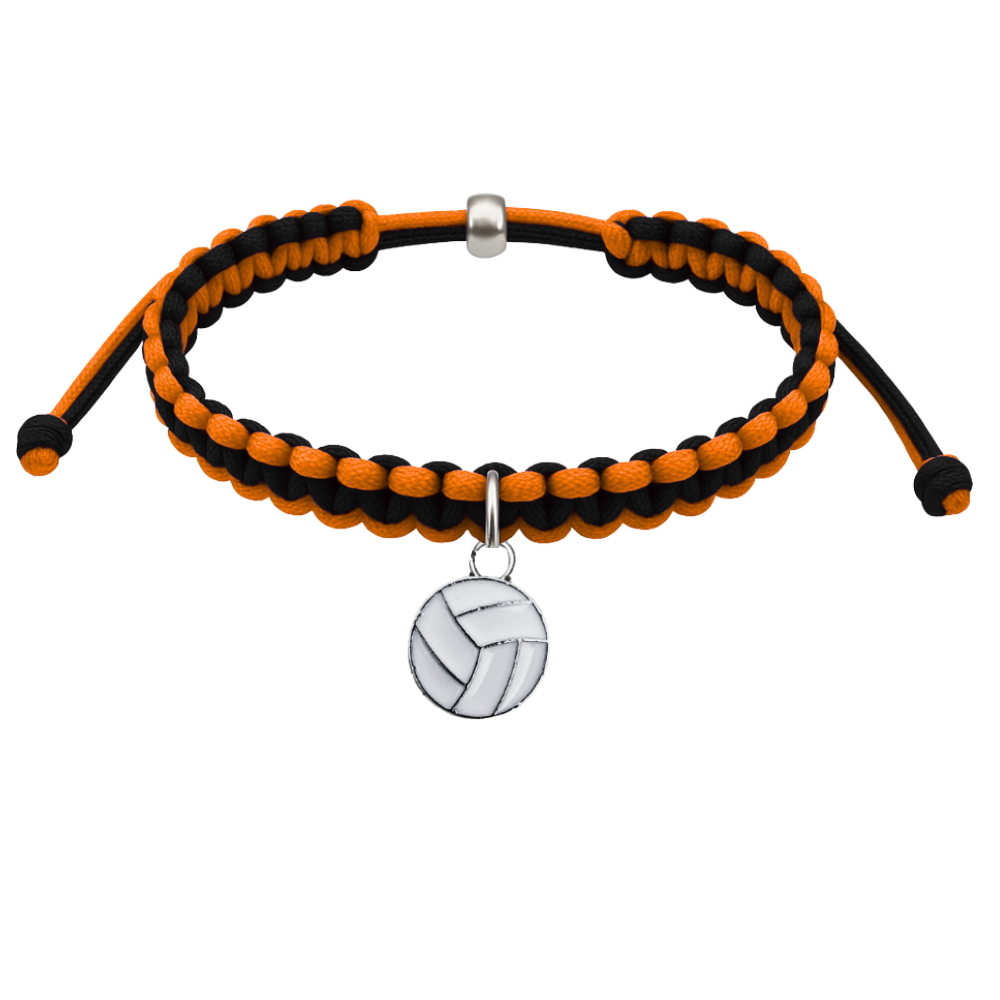Volleyball Charm Multi Colored Rope Bracelet - Pick Colors
