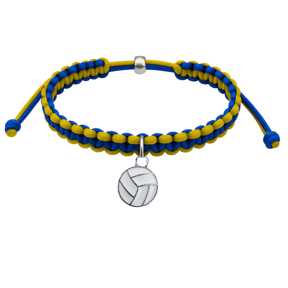 Volleyball Charm Multi Colored Rope Bracelet - Pick Colors