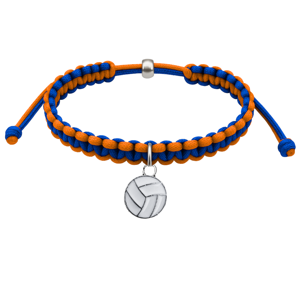 Volleyball Charm Multi Colored Rope Bracelet - Pick Colors