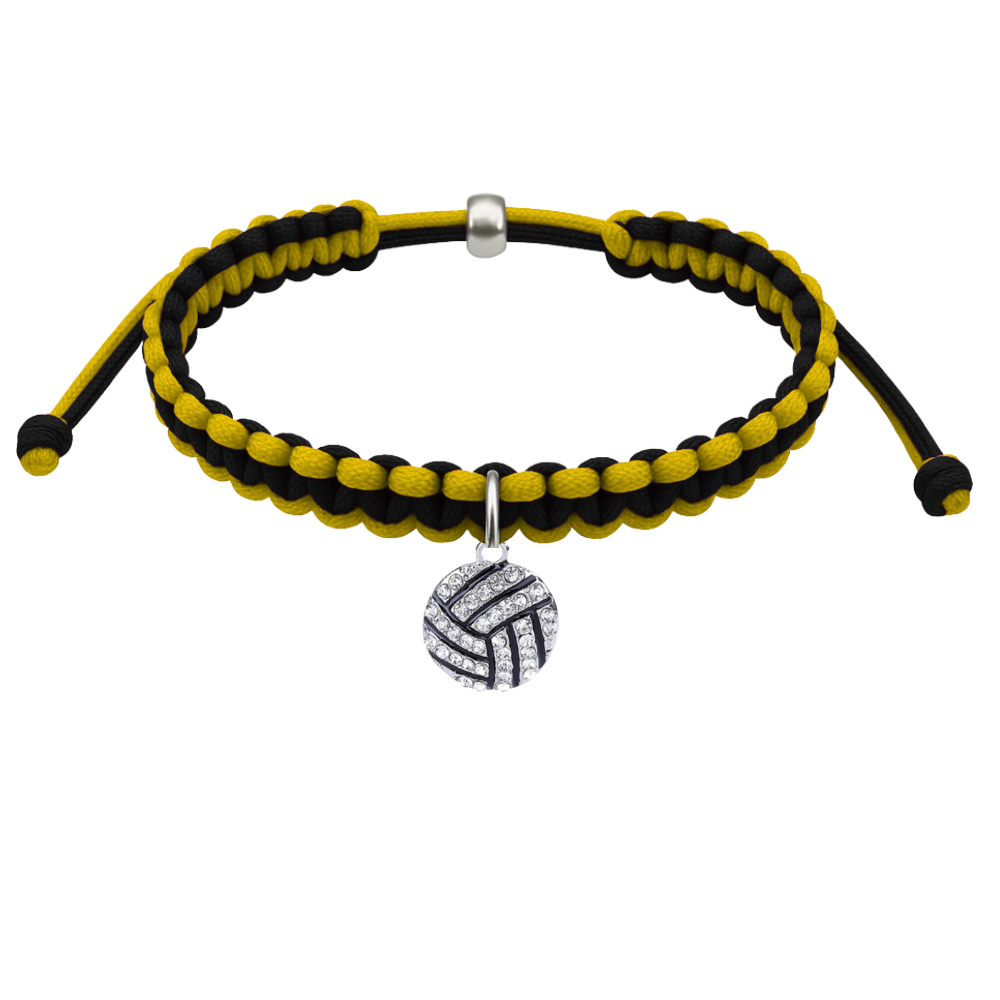 Volleyball Charm Multi Colored Rope Bracelet - Pick Colors