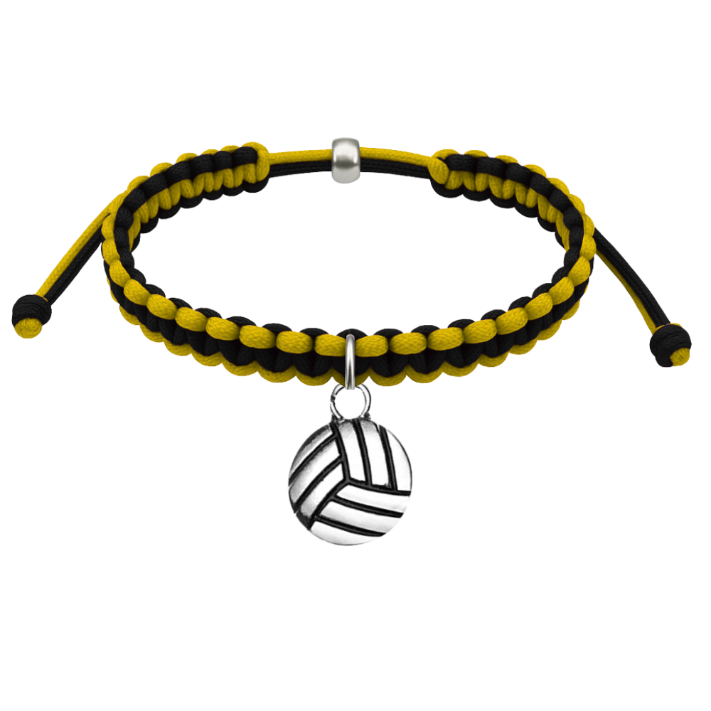 Volleyball Charm Multi Colored Rope Bracelet - Pick Colors