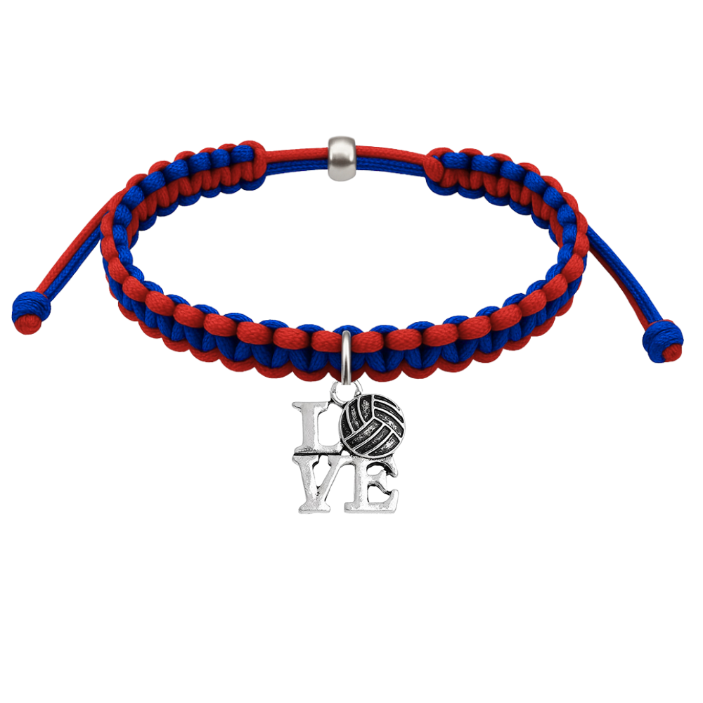 Volleyball Charm Multi Colored Rope Bracelet - Pick Colors