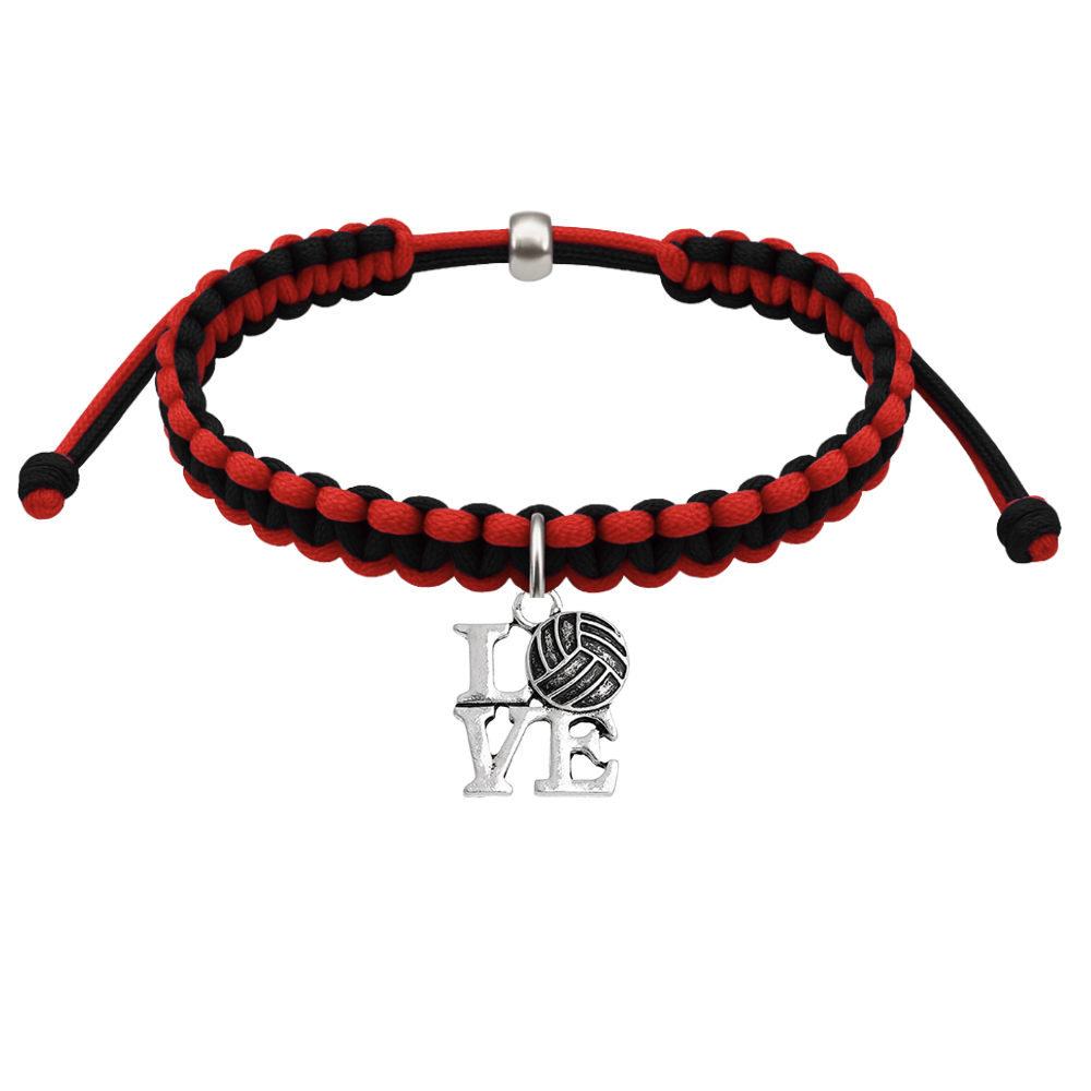 Volleyball Charm Multi Colored Rope Bracelet - Pick Colors