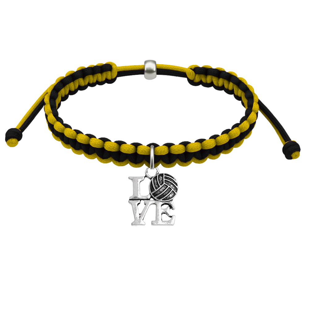 Volleyball Charm Multi Colored Rope Bracelet - Pick Colors