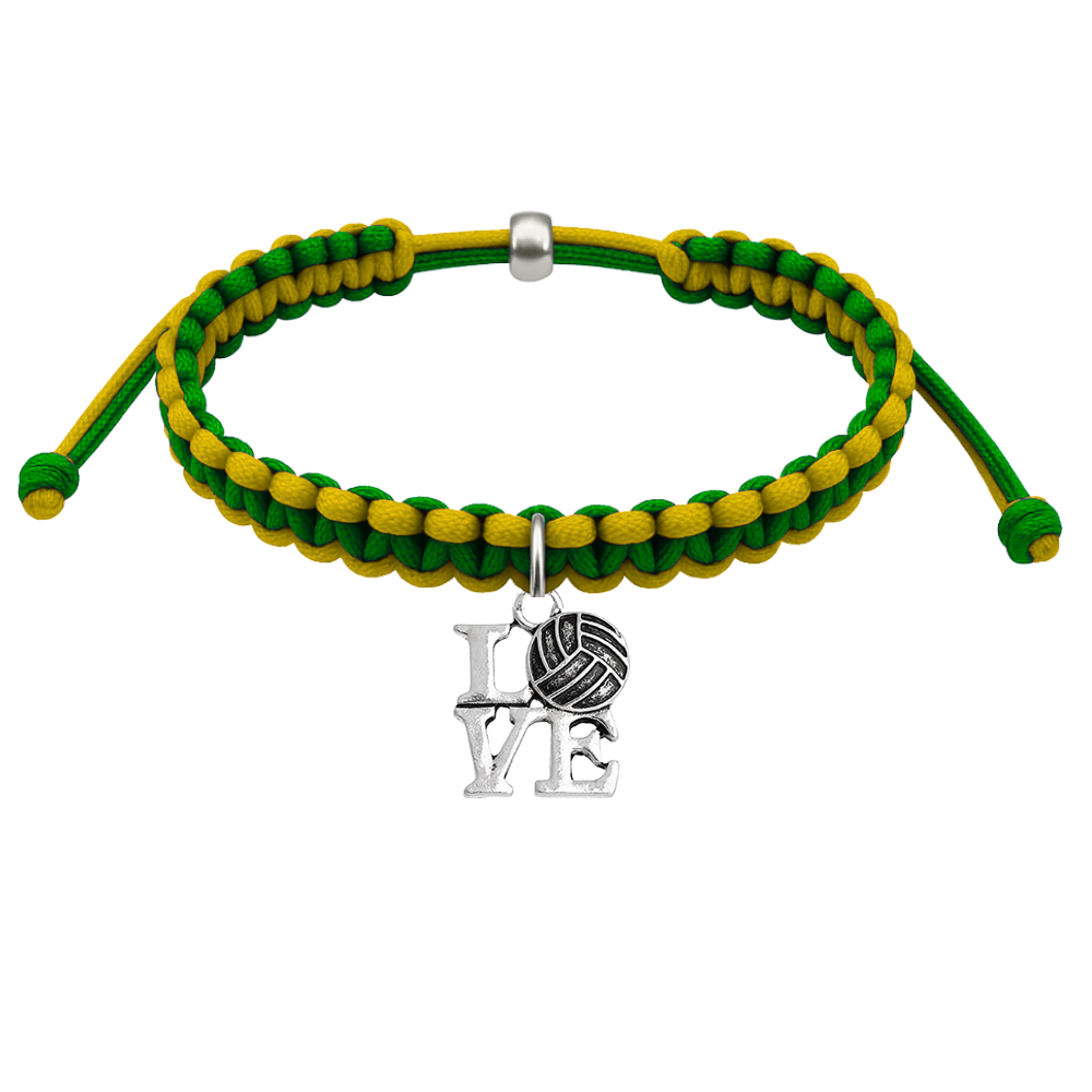 Volleyball Charm Multi Colored Rope Bracelet - Pick Colors
