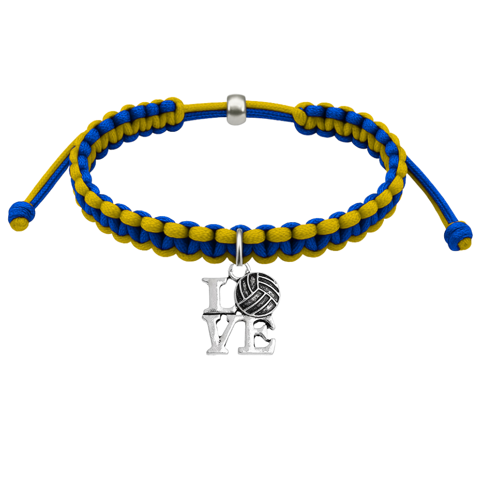 Volleyball Charm Multi Colored Rope Bracelet - Pick Colors