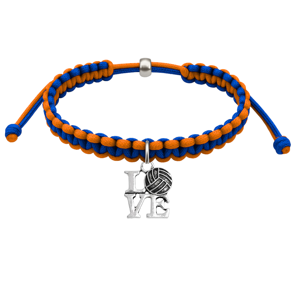 Volleyball Charm Multi Colored Rope Bracelet - Pick Colors