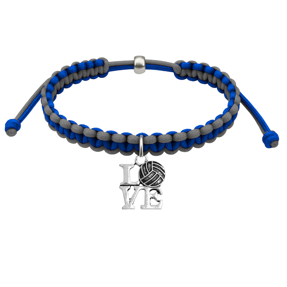Volleyball Charm Multi Colored Rope Bracelet - Pick Colors