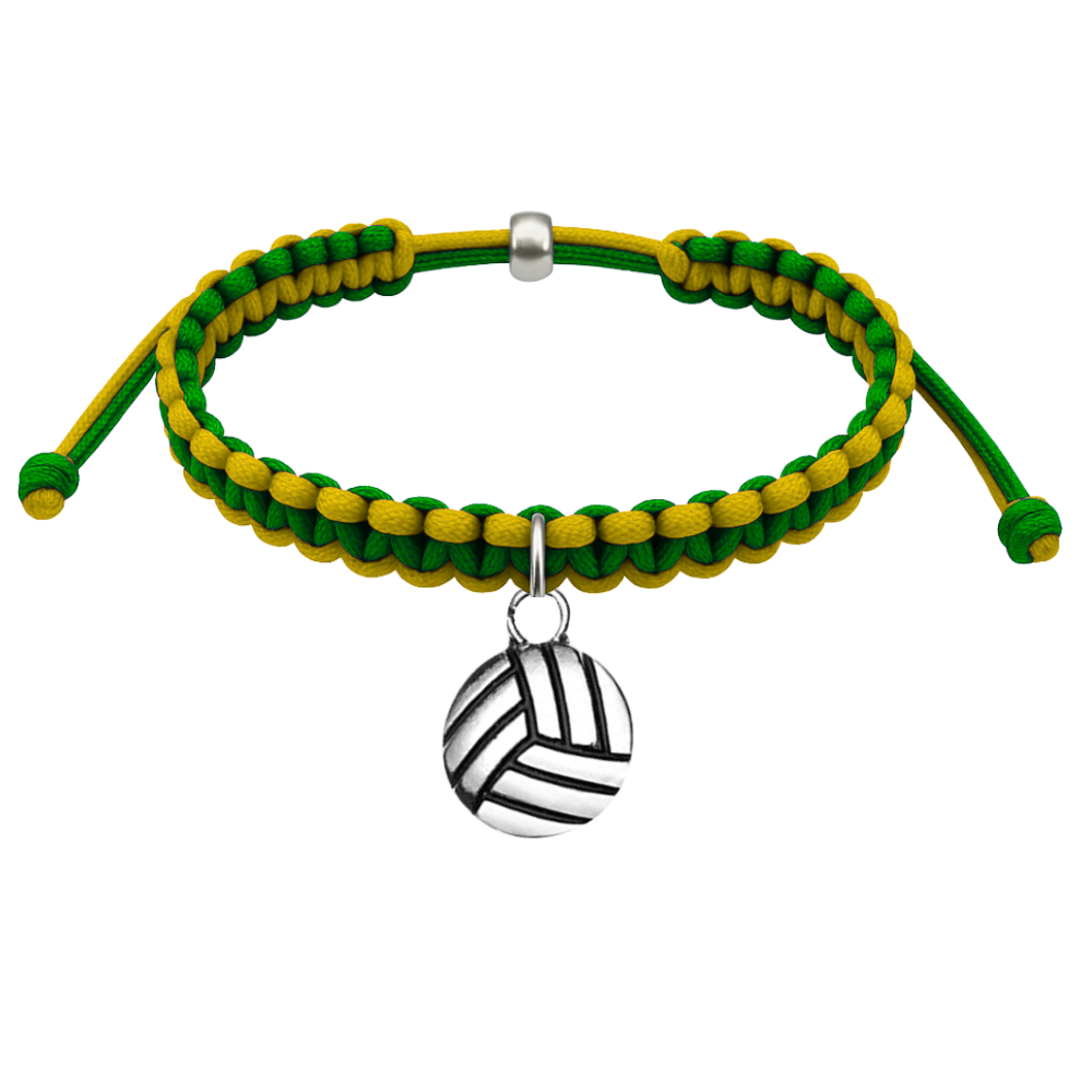 Volleyball Charm Multi Colored Rope Bracelet - Pick Colors