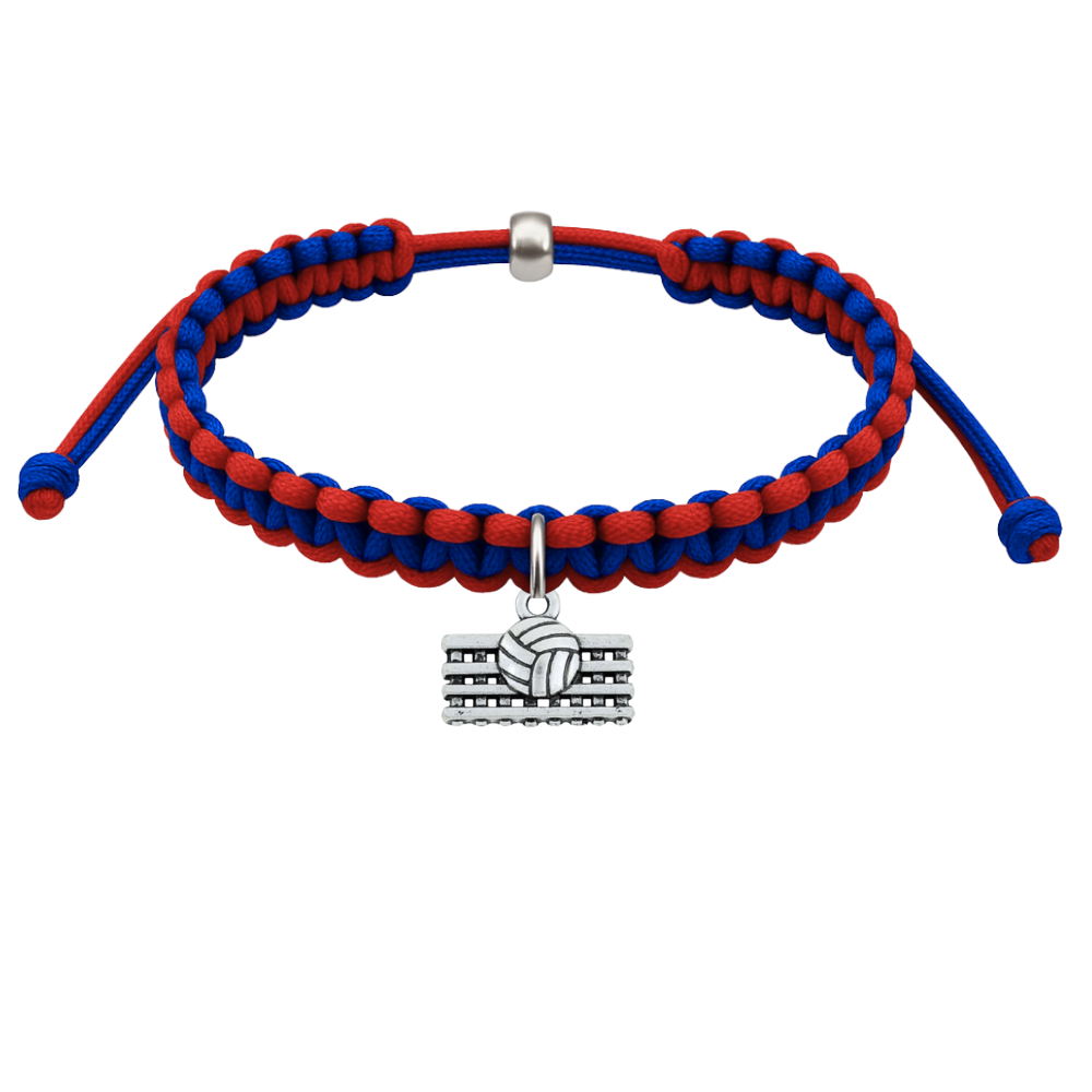 Volleyball Charm Multi Colored Rope Bracelet - Pick Colors