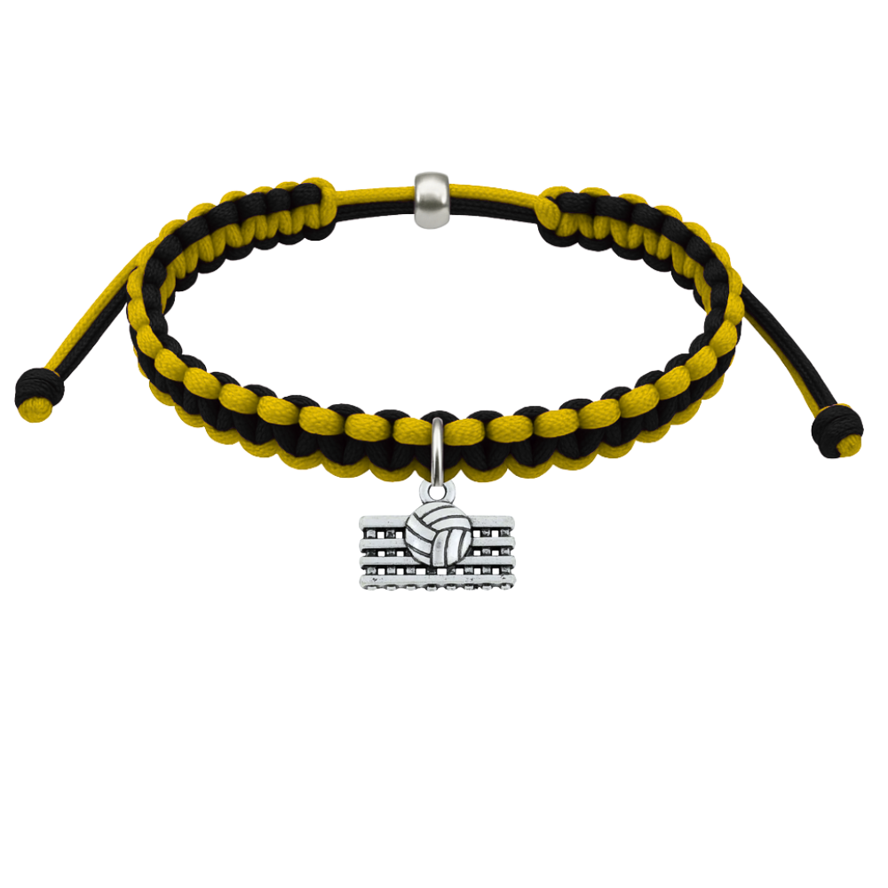 Volleyball Charm Multi Colored Rope Bracelet - Pick Colors
