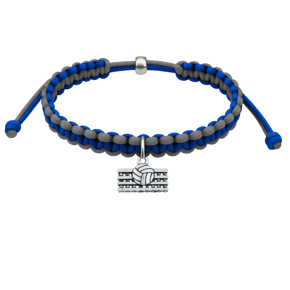 Volleyball Charm Multi Colored Rope Bracelet - Pick Colors