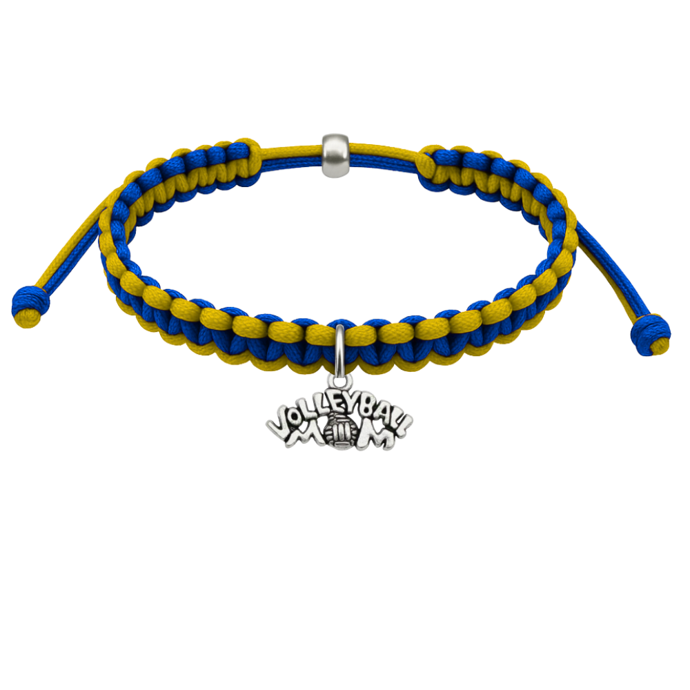 Volleyball Charm Multi Colored Rope Bracelet - Pick Colors