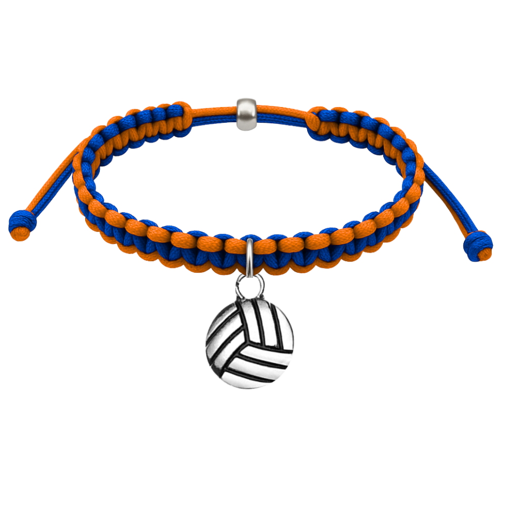 Volleyball Charm Multi Colored Rope Bracelet - Pick Colors