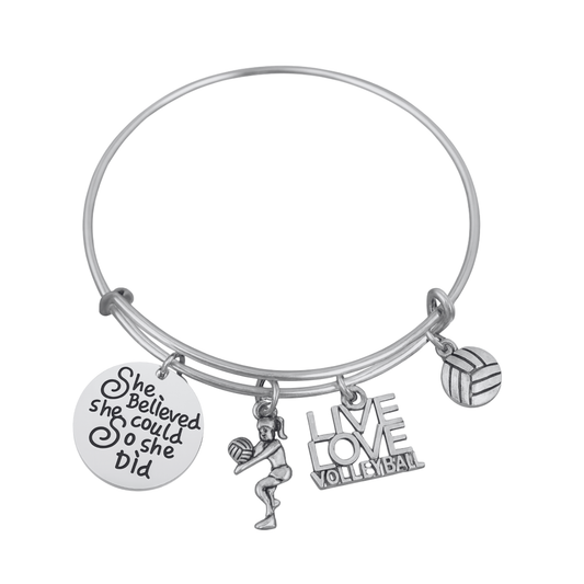 Volleyball She Believed She Could So She Did Bangle Bracelet