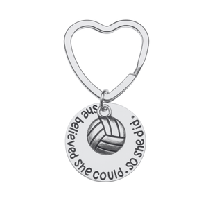 Volleyball She Believed She Could So She Did  Heart Keychain