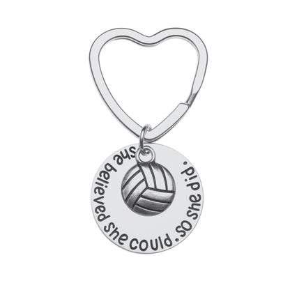 Volleyball She Believed She Could So She Did  Heart Keychain