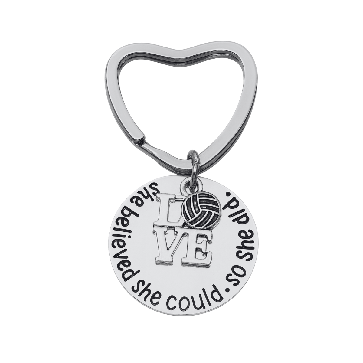 Volleyball She Believed She Could So She Did  Heart Keychain