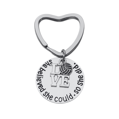 Volleyball She Believed She Could So She Did  Heart Keychain