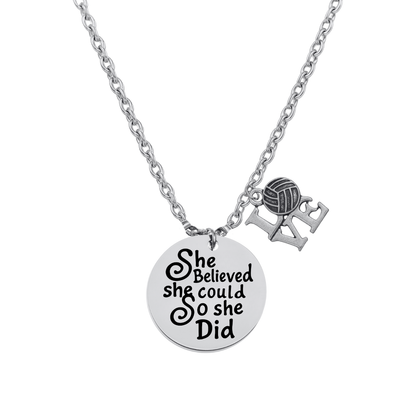 Volleyball She Believed She Could So She Did Necklace - Pick Charm