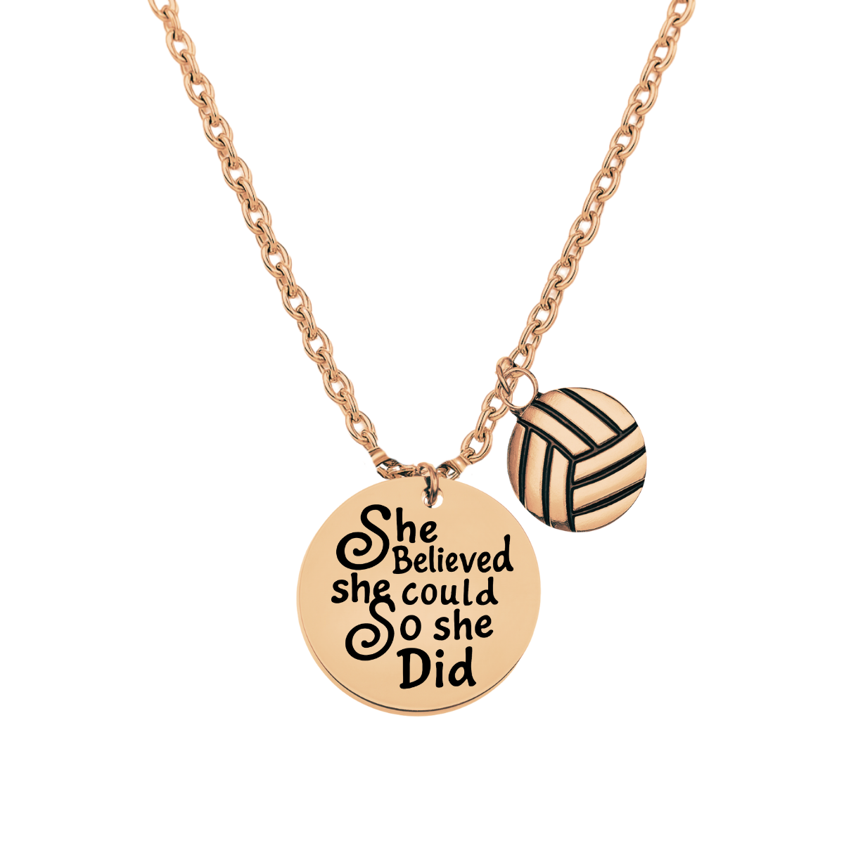 Volleyball She Believed She Could So She Did Necklace - Pick Charm