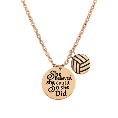 Volleyball She Believed She Could So She Did Necklace - Pick Charm