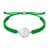 Green volleyball rope bracelet with stainless steel charm, stylish and sweat-resistant design
