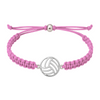Soft light pink braided volleyball bracelet with stainless steel charm, fun and comfortable gift idea