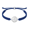 Navy Blue volleyball bracelet with durable braided cord and polished silver volleyball charm