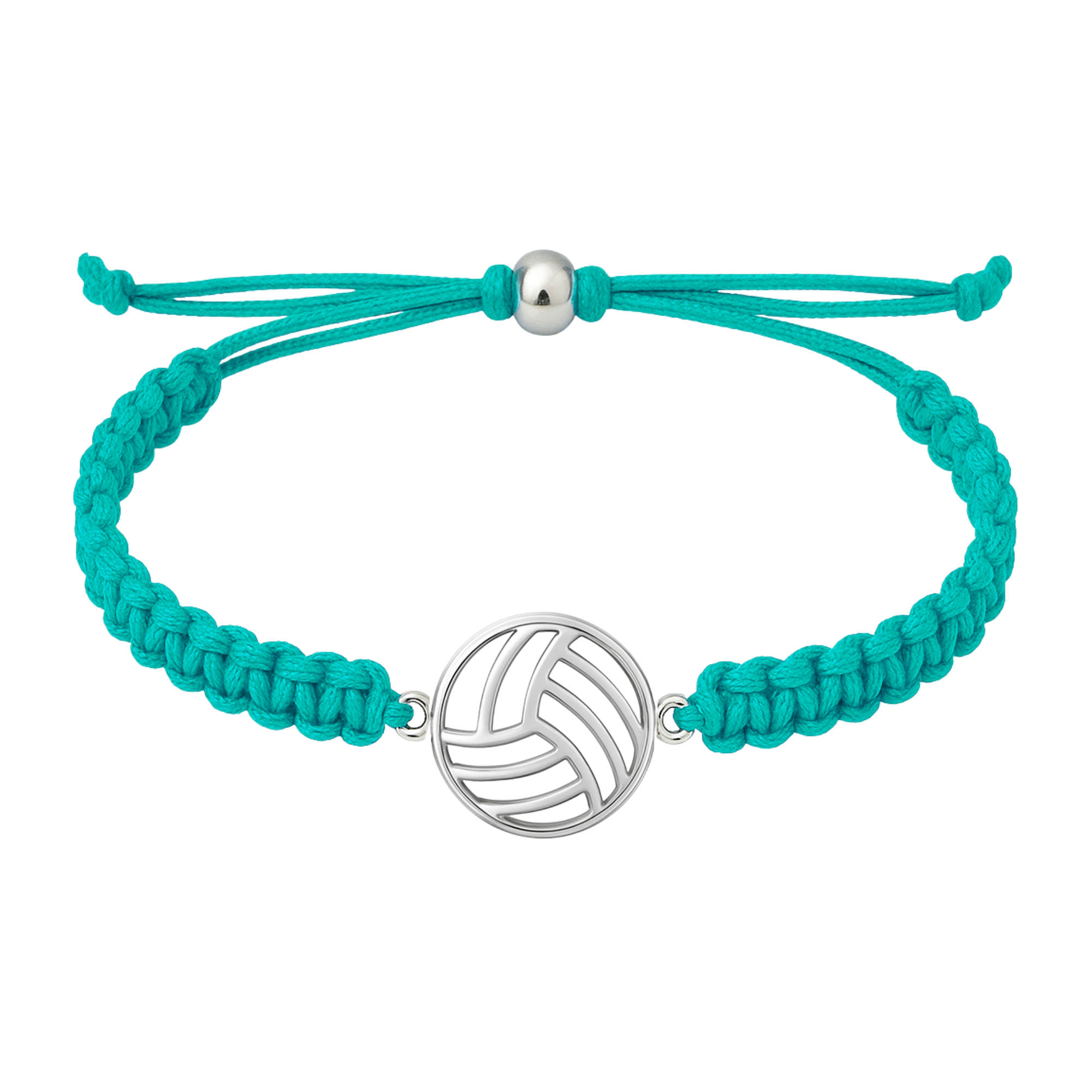 Turquoise volleyball rope bracelet with polished charm, adjustable from 5" to 8", great sporty accessory