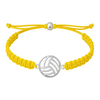 Yellow volleyball bracelet with stainless steel charm, lightweight and rust-resistant