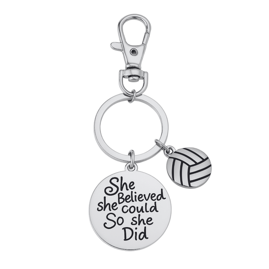 Volleyball Zipper Pull Keychain - She Believed She Could So She Did