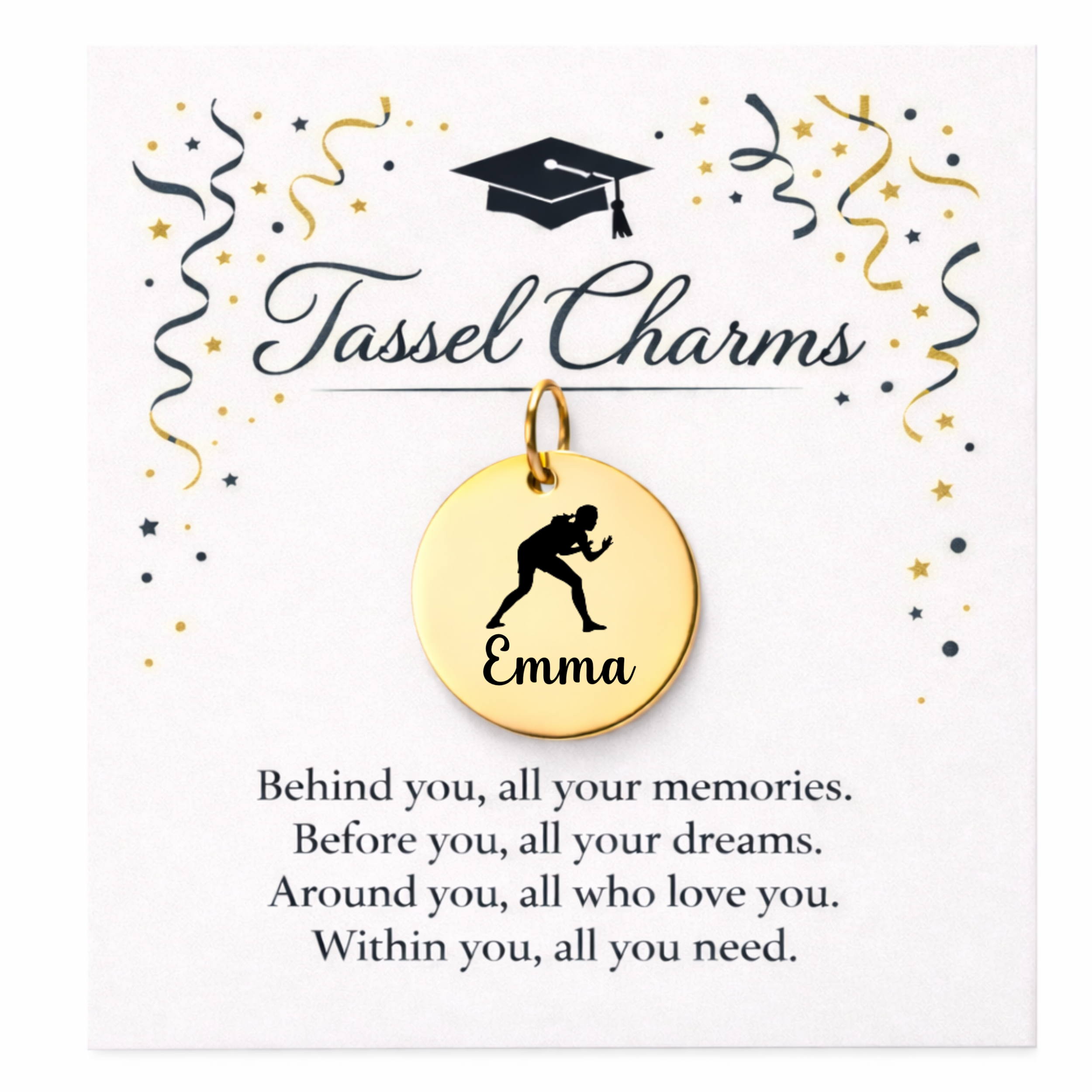 Women Wrestling Engraved Tassel Charm