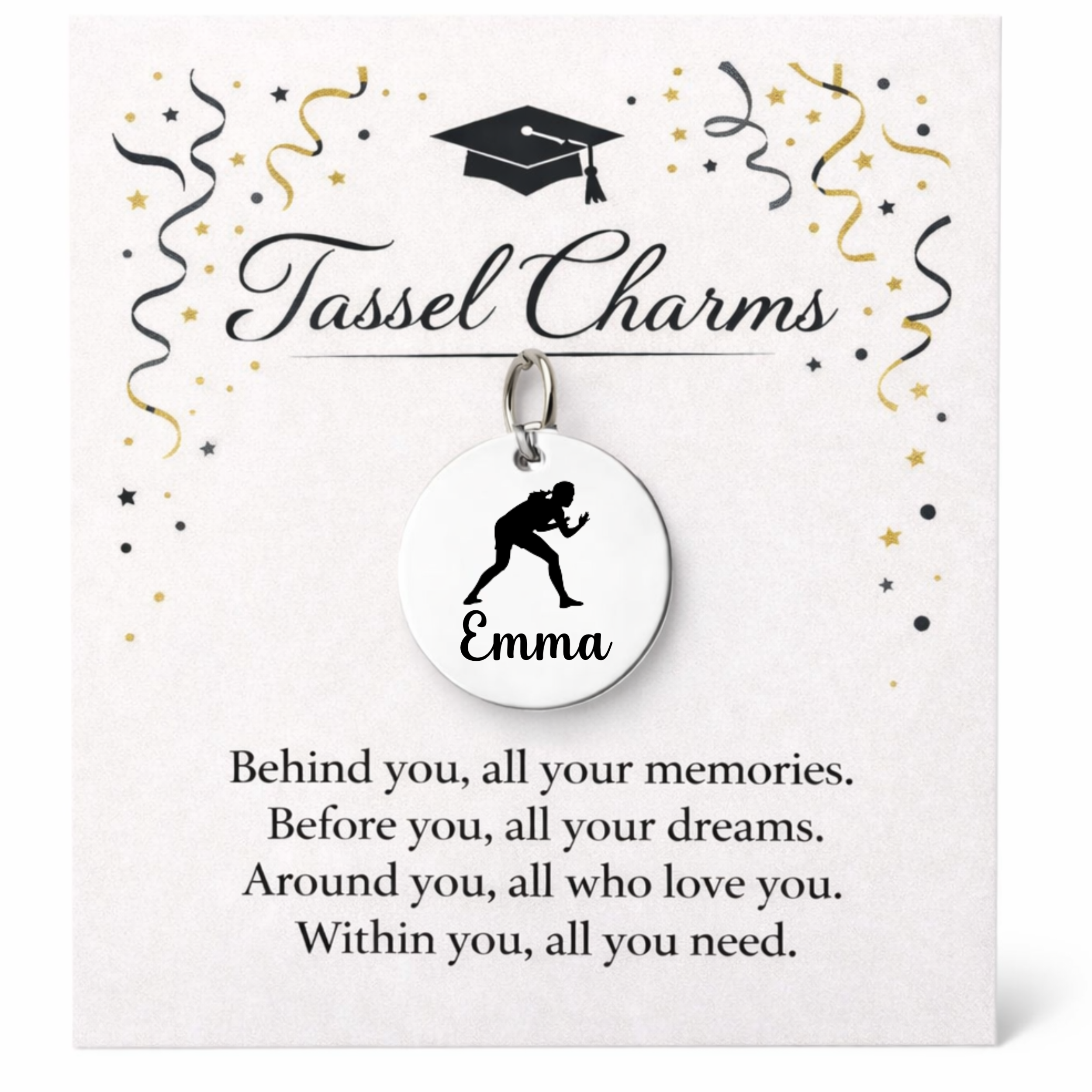 Women Wrestling Engraved Tassel Charm
