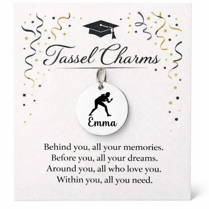 Women Wrestling Engraved Tassel Charm
