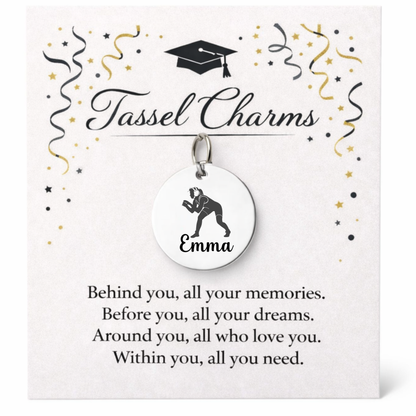 Women Wrestling Engraved Tassel Charm
