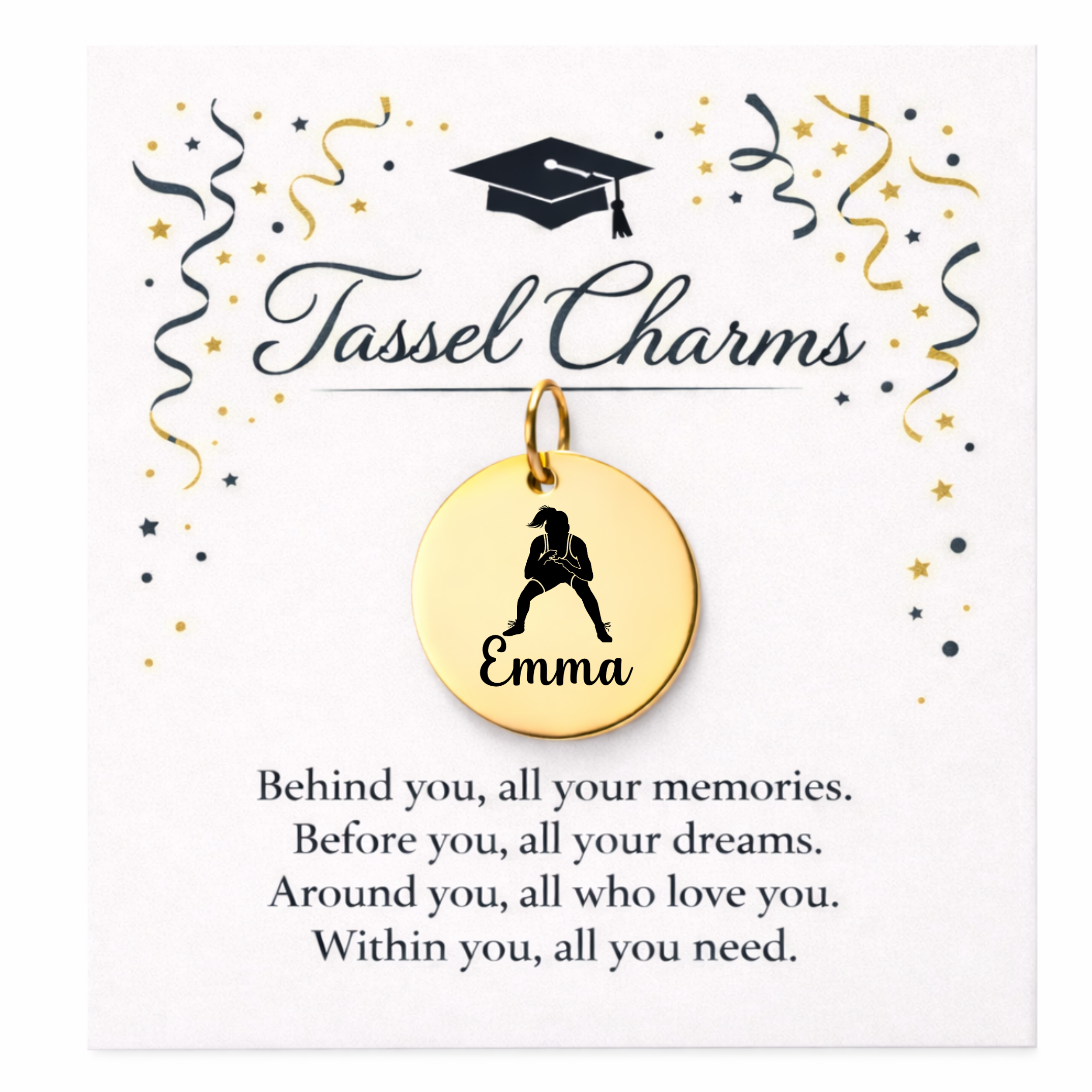 Women Wrestling Engraved Tassel Charm
