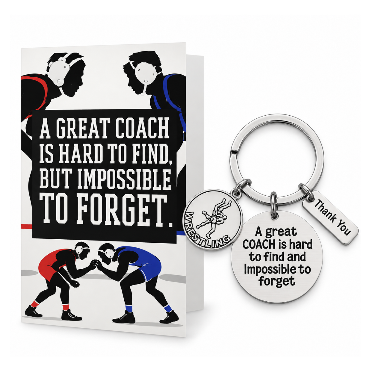 Wrestling Great Coach is Hard to Find Coach Keychain & Card Set