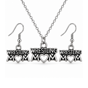 Wrestling Mom Necklace and Earrings Jewelry Gift Set