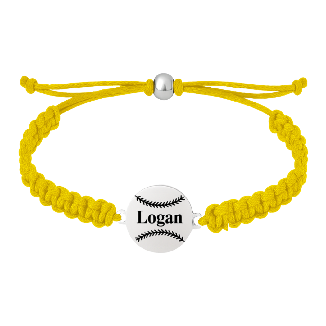 Personalized Baseball Stainless Steel Rope Bracelet - Pick Color