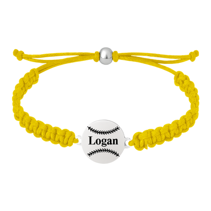 Personalized Baseball Stainless Steel Rope Bracelet - Pick Color