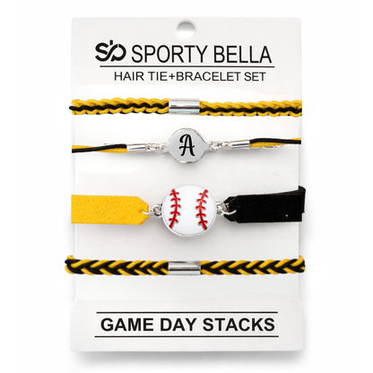 Personalized Baseball Hair Tie Bracelet Sets