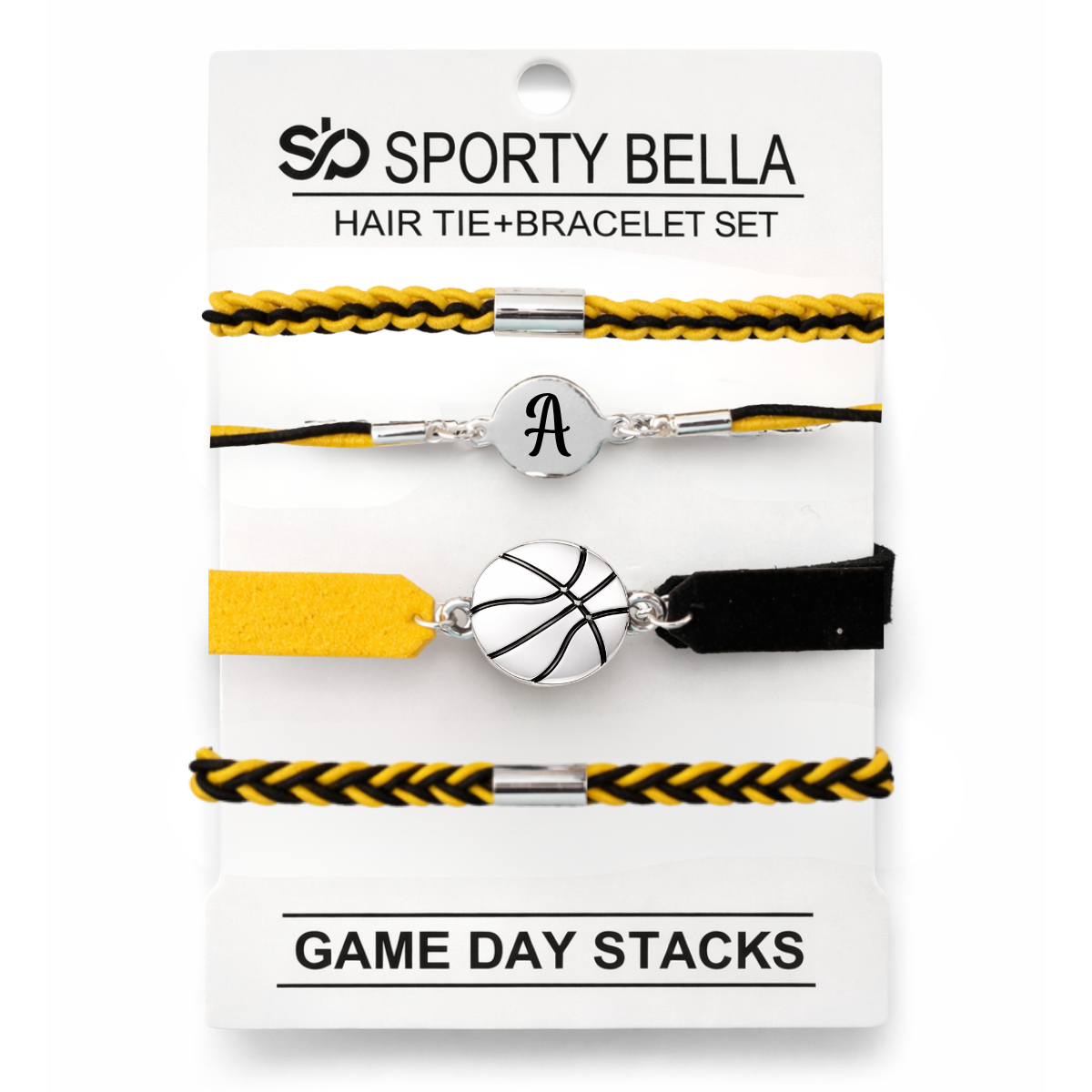 Personalized Basketball Hair Tie Bracelet Sets
