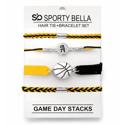 Personalized Basketball Hair Tie Bracelet Sets